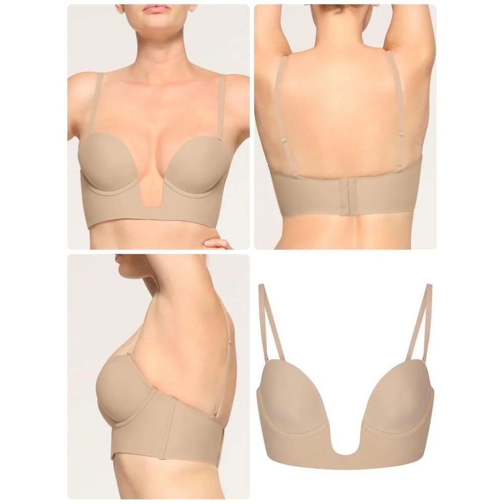 SKIMS Deep Plunge Shapewear Bra Clay Beige Size 3X Plus Size Underwire Lingerie